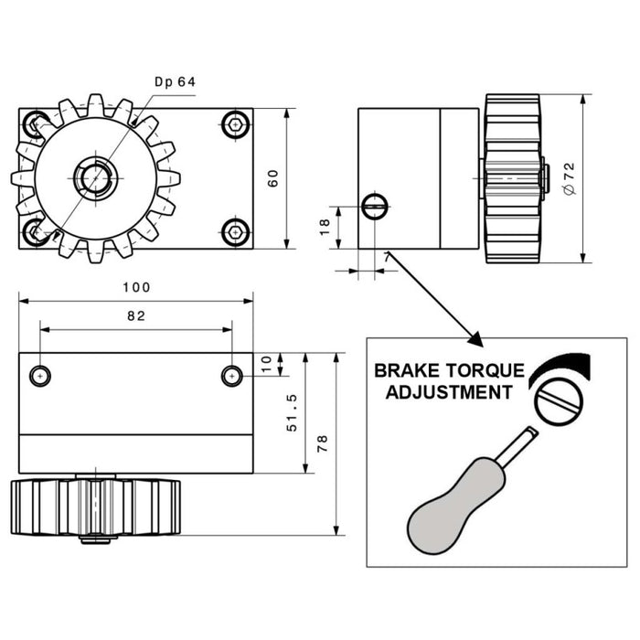 Hydraulic Sliding Gate Damper – For Sloping Gates (7 Nm)