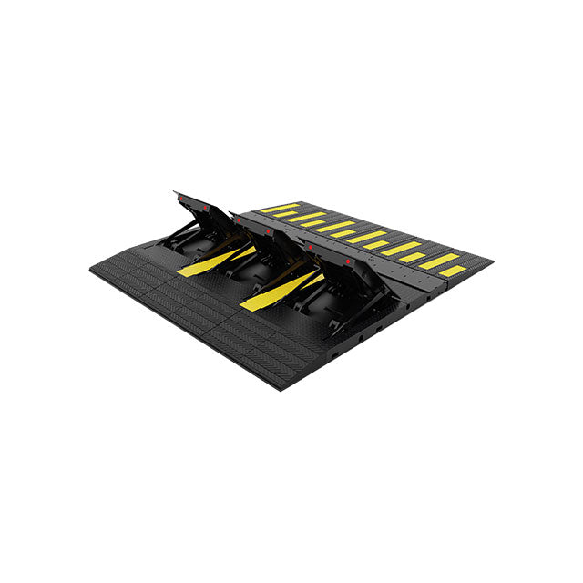Black and yellow TiSO speed bump on a white background